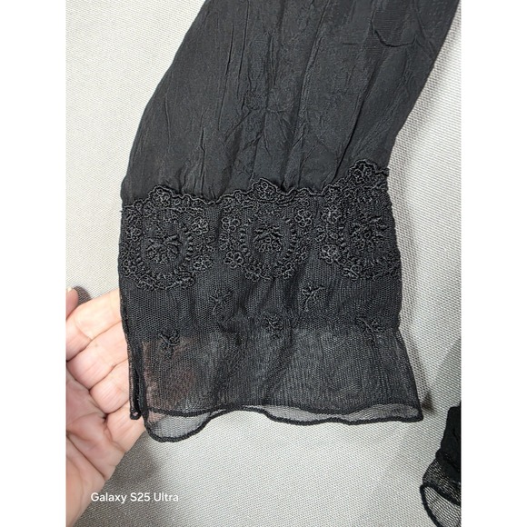 Womens Top Black Small Embroidered Dark Romantic Witchy Grunge J Jill Date Night - Picture 4 of 11